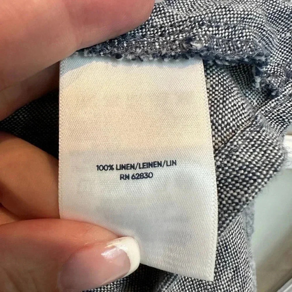 Lands' End Sleeveless Linen A-Line Shift Dress Chambray Navy Size M Petite 10/12 - Picture 10 of 11